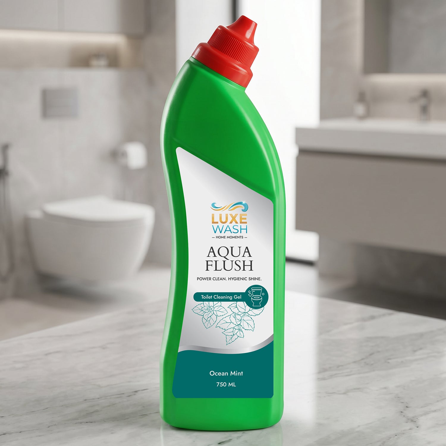 LuxeWash Aqua Flush WC tisztító gél 750 ml – Ocean Mint